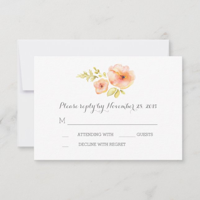 Elegante romantische Aquarellblütenkarten RSVP Karte (Vorderseite)