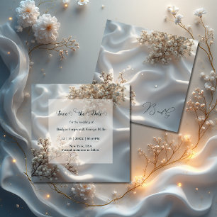 Elegante romantische Babyatmungs-Blumenhochzeit Save The Date