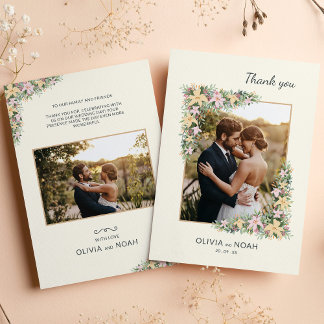 Elegante Romantische Blumen Dankeschön Foto Save The Date