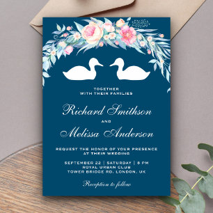 Elegante romantische Blumen-Enten-Hochzeitseinladu Einladung