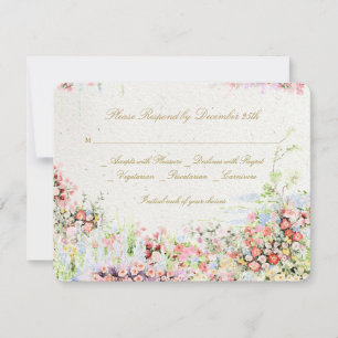 elegante romantische Blumen Hochzeit Fluss Chateau RSVP Karte