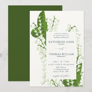 Elegante romantische Blumen-Rahmen-Lily-Hochzeit Einladung