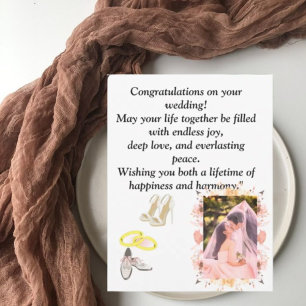 Elegante romantische Blumenhochzeitsgratulation Ca Postkarte