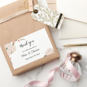 Elegante romantische Blush Pink Bläserblume Hochze Rechteckiger Aufkleber