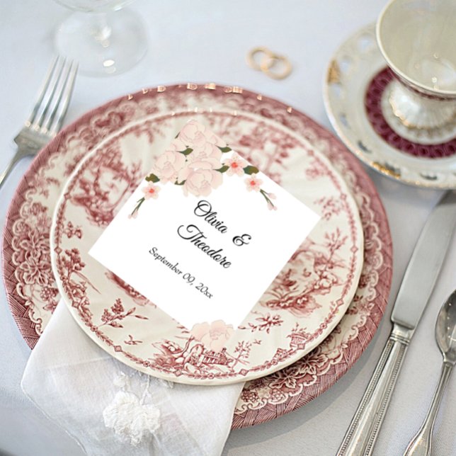 Elegante romantische Blush Pink Bläserblume Hochze Serviette (Von Creator hochgeladen)