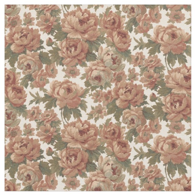 Elegante Romantische Blush Tapestry-Rose Stoff (Nahaufnahme)