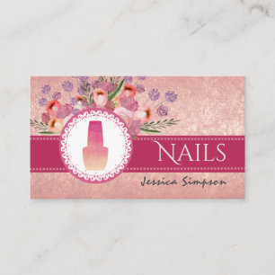 Elegante romantische Boho Aquarellnails Visitenkarte