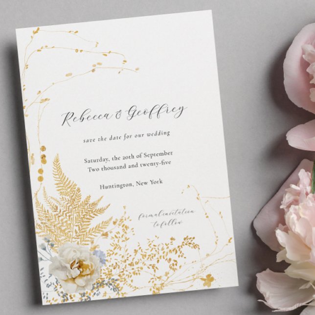 Elegante romantische botanische Rose Kalligraphie Save The Date (Von Creator hochgeladen)