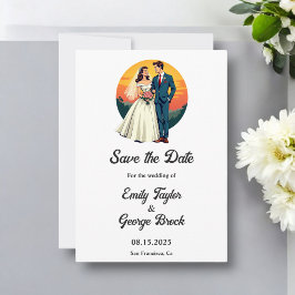 Elegante romantische Braut- und Bräutigam-Sonnenun Save The Date