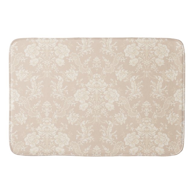 Elegante Romantische Chic Floral Damask-Cream Badematte (Vorderseite)