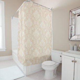 Elegante romantische Chic Floral Damask-Cream Duschvorhang