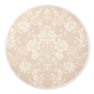 Elegante Romantische Chic Floral Damask-Cream Keramikknauf