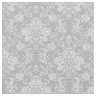 Elegante romantische Chic Floral Damask-Grau Stoff