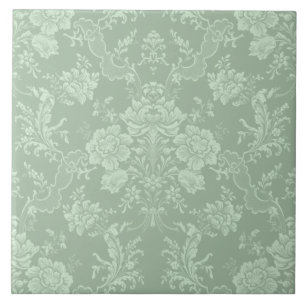 Elegante romantische Chic Floral Damask Grün Fliese