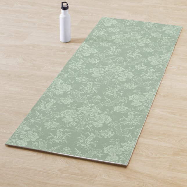 Elegante romantische Chic Floral Damask Grün Yogamatte (Beispiel)