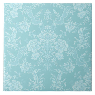 Elegante romantische Chic Floral Damask Minze Fliese