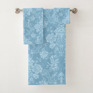 Elegante romantische Chic Floral Damask-Pastel Bla Badhandtuch Set