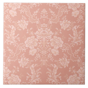Elegante romantische Chic Floral Damask-Pfirsich Fliese