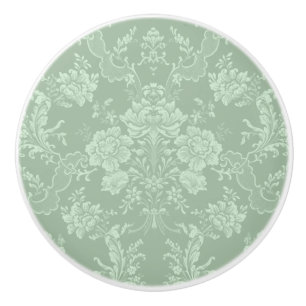 Elegante romantische Chic Floral Damask Sage Green Keramikknauf