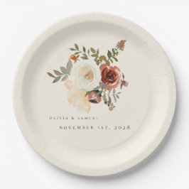 Elegante romantische Herbstblumenhochzeit Pappteller