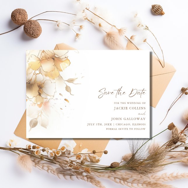 Elegante romantische Herbstblumenhochzeit Save The Date (Elegant Romantic Fall Floral Wedding Save The Date)