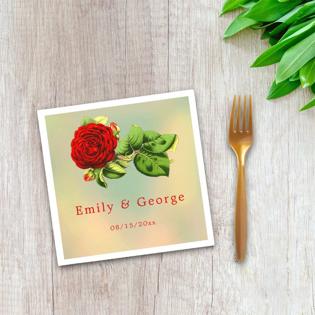 Elegante romantische Hochzeit der Rote Rose Serviette (Von Creator hochgeladen)