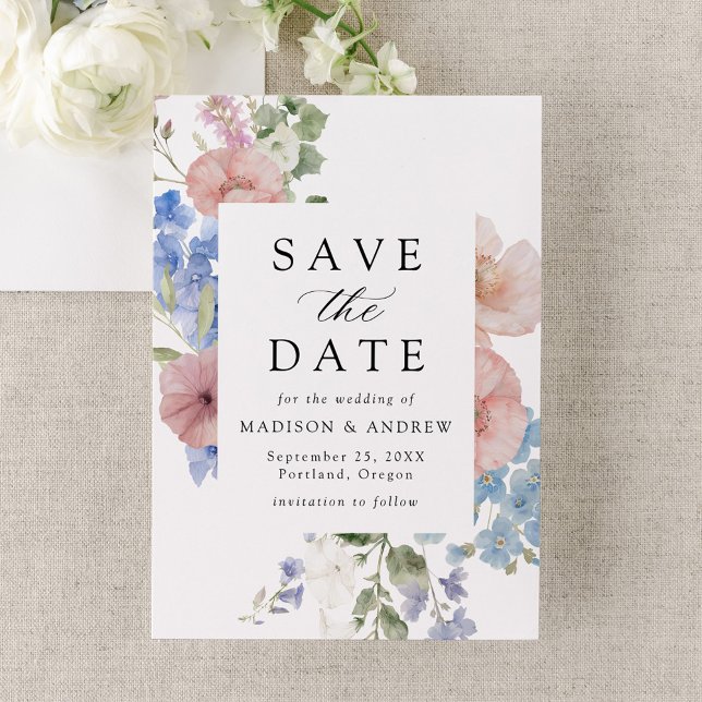 Elegante romantische Hochzeit der Wasserfarben Save The Date (Von Creator hochgeladen)