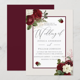 Elegante romantische Hochzeit in Burgund Einladung