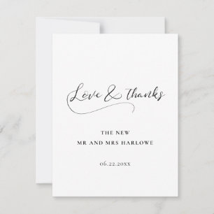 Elegante romantische Hochzeit in Kalligrafie Dankeskarte