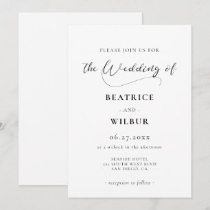 Elegante romantische Hochzeit in Kalligrafie Einladung