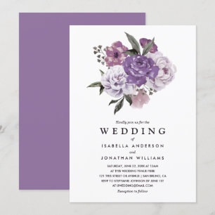Elegante romantische Hochzeit mit floralen Wasserf Einladung