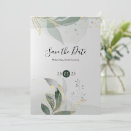 Elegante romantische Hochzeit mit floraler Wasserf Einladung