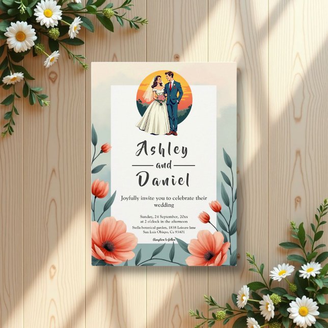 Elegante romantische Hochzeit von Braut und Groom Einladung (Von Creator hochgeladen)