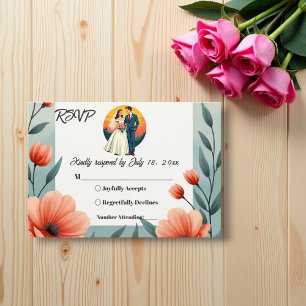 Elegante romantische Hochzeit von Braut und Groom RSVP Karte