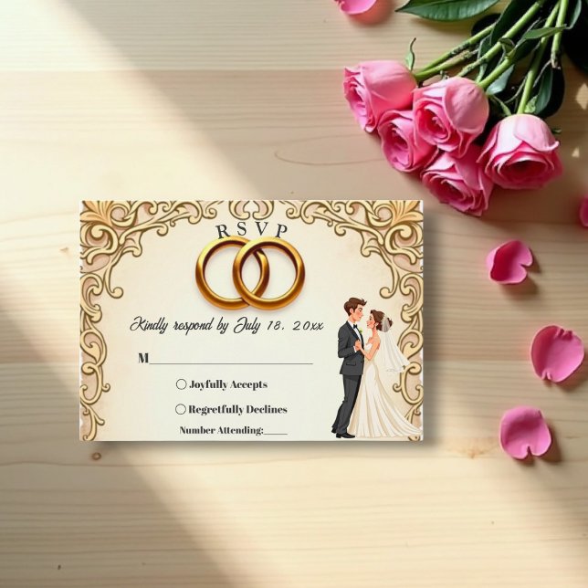 Elegante romantische Hochzeit von Braut und Groom RSVP Karte (Von Creator hochgeladen)