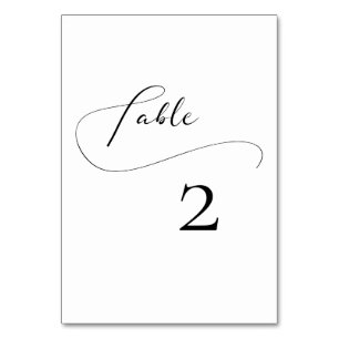 Elegante romantische Kalligrafie-Hochzeit Tischnummer
