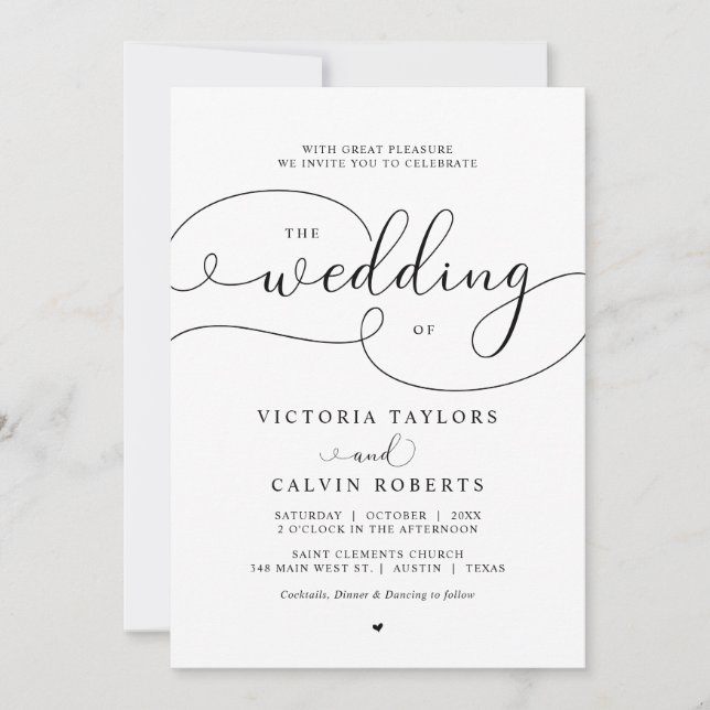 Elegante Romantische Kalligrafie Script Wedding In Einladung (Vorderseite)