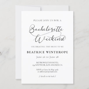 Elegante romantische Kalligraphie Bachelorette Wee Einladung