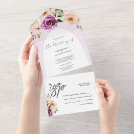 Elegante romantische Lila Blume All In One Einladung