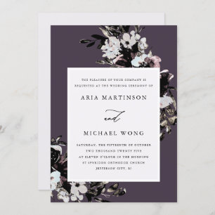 Elegante romantische Lila Hochzeit Einladung