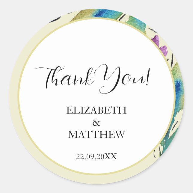 Elegante Romantische Lila Wildblumen Runder Aufkleber (Vorderseite)