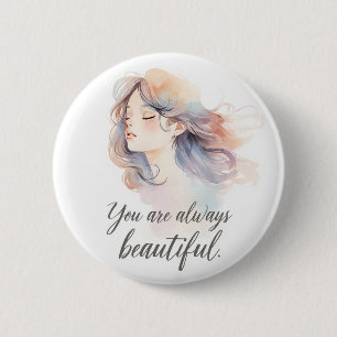 Elegante romantische Mädchenillustration – Du bist Button
