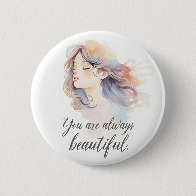 Elegante romantische Mädchenillustration – Du bist Button (Vorderseite)