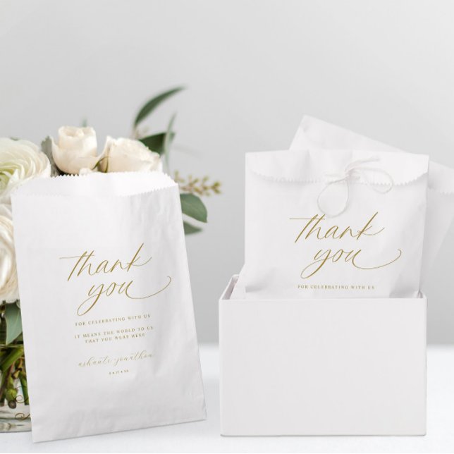 Elegante Romantische Moderne Gold Hochzeit Vielen  Geschenktütchen (Modern Romantic Gold Wedding Favor Bags - Thank You)