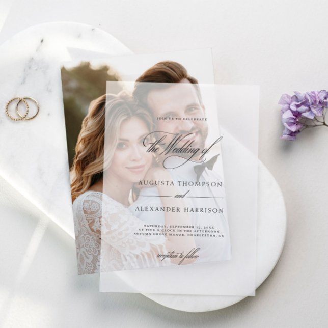 Elegante romantische Mongram-Hochzeit (Elegant Romantic Monogram Classy Wedding Vellum Invitations)