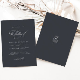 Elegante romantische Mongram-Hochzeit Einladung