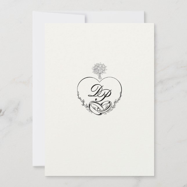 Elegante romantische Monogram-Klassische Hochzeits Einladung (Rückseite)
