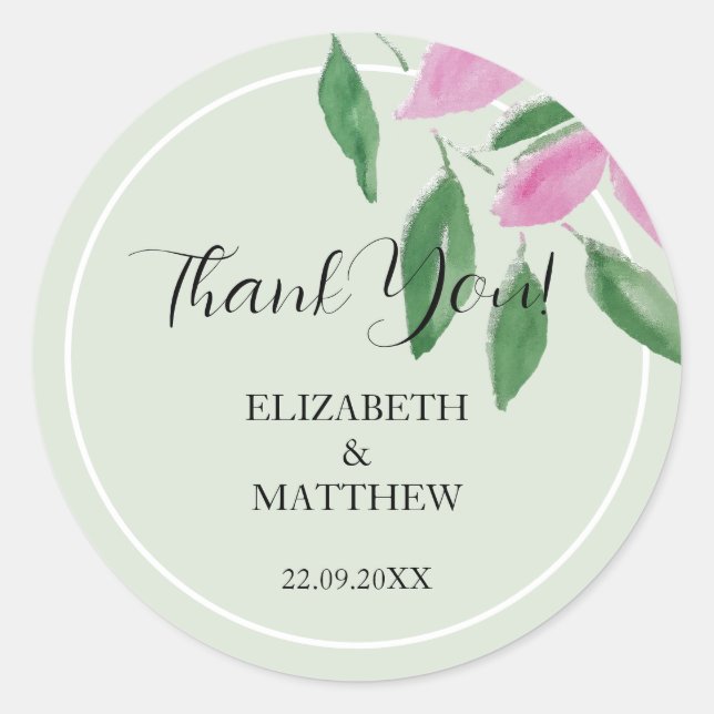 Elegante Romantische rosa Wildblumen Runder Aufkleber (Vorderseite)