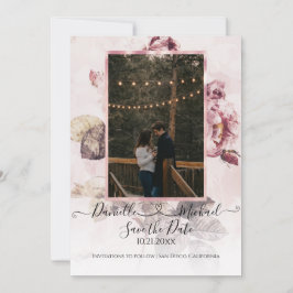 Elegante Romantische Rose Blumenschrift Foto Herz Save The Date