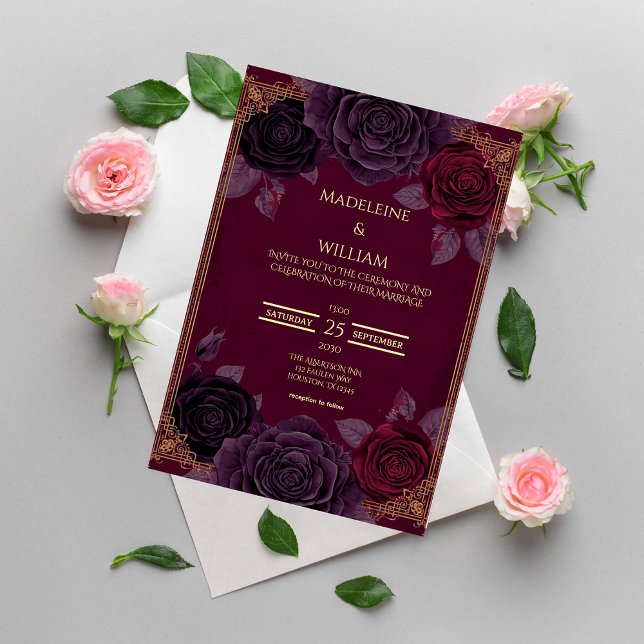 Elegante romantische Rose Gotische Hochzeitseinlad Einladung (Von Creator hochgeladen)